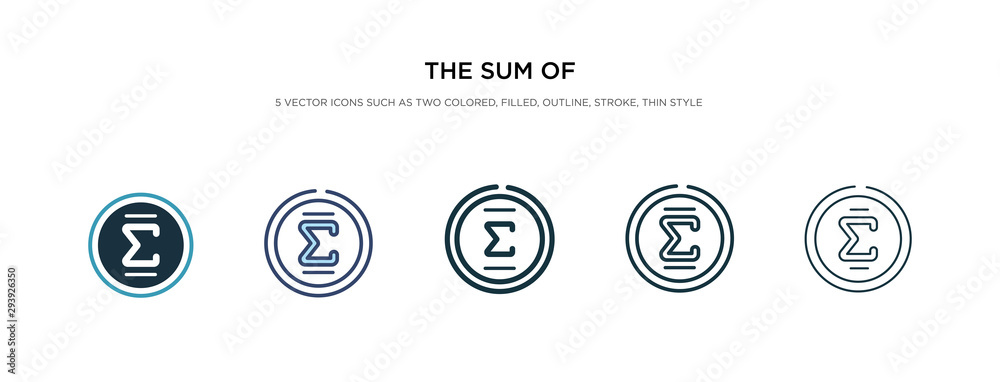 Poster the sum of icon in different style vector illustration. two colored and black the sum of vector icon