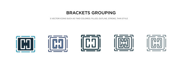 brackets grouping icon in different style vector illustration. two colored and black brackets grouping vector icons designed in filled, outline, line and stroke style can be used for web, mobile, ui