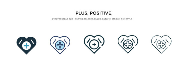 plus, positive, add, icon in different style vector illustration. two colored and black plus, positive, add, vector icons designed in filled, outline, line and stroke style can be used for web,