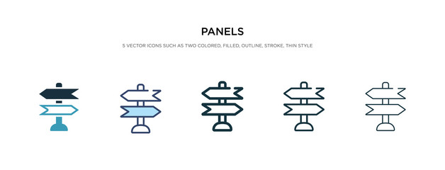 panels icon in different style vector illustration. two colored and black panels vector icons designed in filled, outline, line and stroke style can be used for web, mobile, ui