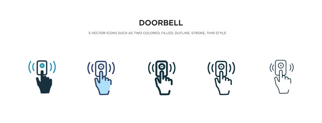 doorbell icon in different style vector illustration. two colored and black doorbell vector icons designed in filled, outline, line and stroke style can be used for web, mobile, ui