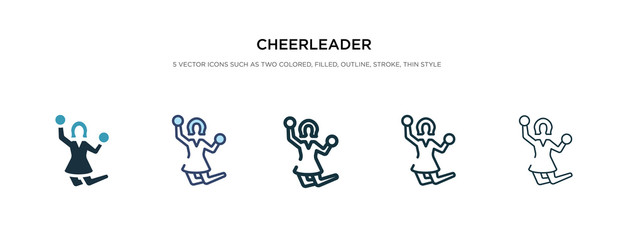 cheerleader icon in different style vector illustration. two colored and black cheerleader vector icons designed in filled, outline, line and stroke style can be used for web, mobile, ui
