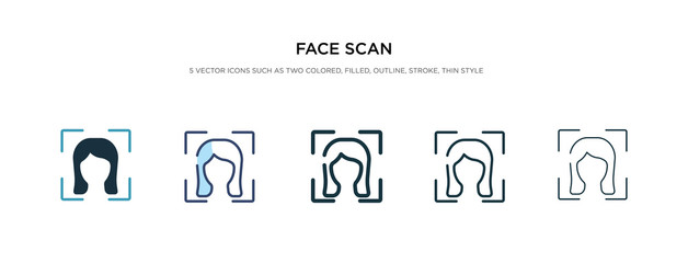 face scan icon in different style vector illustration. two colored and black face scan vector icons designed in filled, outline, line and stroke style can be used for web, mobile, ui