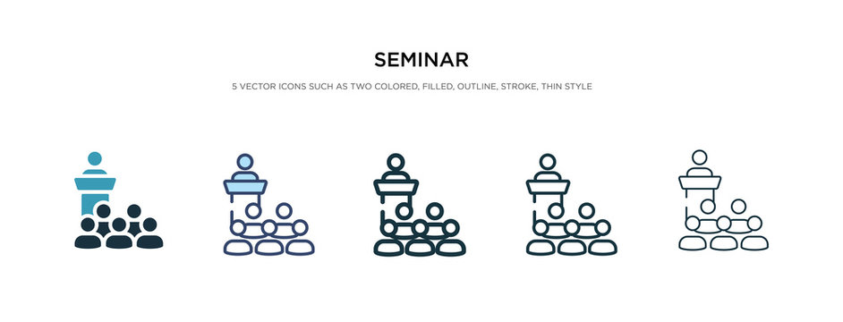 seminar icon in different style vector illustration. two colored and black seminar vector icons designed in filled, outline, line and stroke style can be used for web, mobile, ui