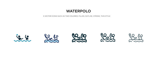 waterpolo icon in different style vector illustration. two colored and black waterpolo vector icons designed in filled, outline, line and stroke style can be used for web, mobile, ui