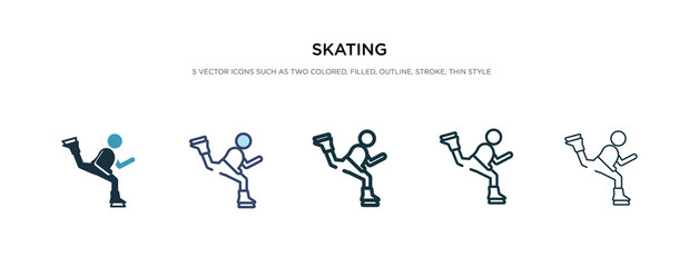 skating icon in different style vector illustration. two colored and black skating vector icons designed in filled, outline, line and stroke style can be used for web, mobile, ui