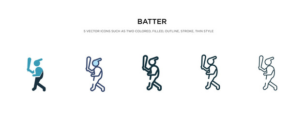 batter icon in different style vector illustration. two colored and black batter vector icons designed in filled, outline, line and stroke style can be used for web, mobile, ui