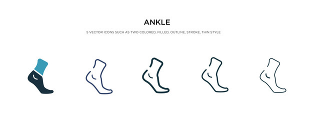ankle icon in different style vector illustration. two colored and black ankle vector icons designed in filled, outline, line and stroke style can be used for web, mobile, ui