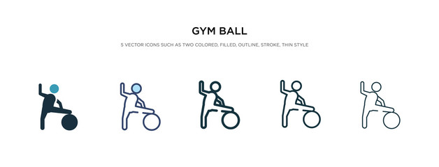 gym ball icon in different style vector illustration. two colored and black gym ball vector icons designed in filled, outline, line and stroke style can be used for web, mobile, ui