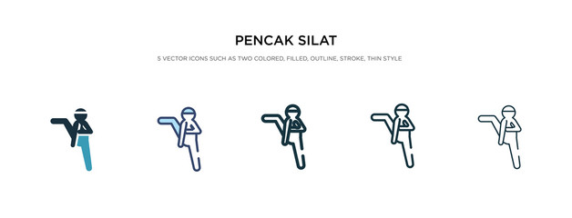 pencak silat icon in different style vector illustration. two colored and black pencak silat vector icons designed in filled, outline, line and stroke style can be used for web, mobile, ui