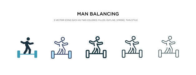 man balancing icon in different style vector illustration. two colored and black man balancing vector icons designed in filled, outline, line and stroke style can be used for web, mobile, ui