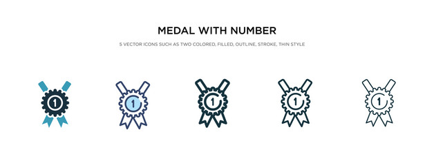 medal with number 1 icon in different style vector illustration. two colored and black medal with number 1 vector icons designed in filled, outline, line and stroke style can be used for web,