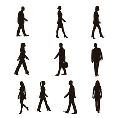 People Walking Silhouettes