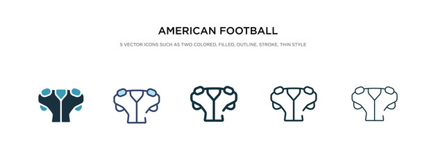 american football player black t shirt cloth icon in different style vector illustration. two colored and black american football player black t shirt cloth vector icons designed in filled, outline,