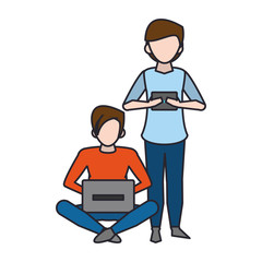 people and technology isolated icon