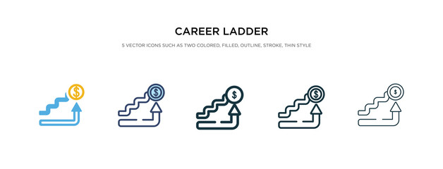Fototapeta na wymiar career ladder icon in different style vector illustration. two colored and black career ladder vector icons designed in filled, outline, line and stroke style can be used for web, mobile, ui