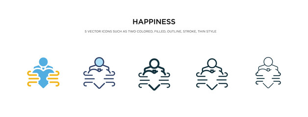 happiness icon in different style vector illustration. two colored and black happiness vector icons designed in filled, outline, line and stroke style can be used for web, mobile, ui