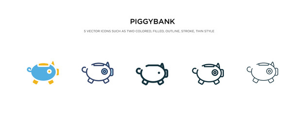 piggybank icon in different style vector illustration. two colored and black piggybank vector icons designed in filled, outline, line and stroke style can be used for web, mobile, ui