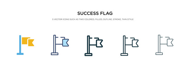 success flag icon in different style vector illustration. two colored and black success flag vector icons designed in filled, outline, line and stroke style can be used for web, mobile, ui