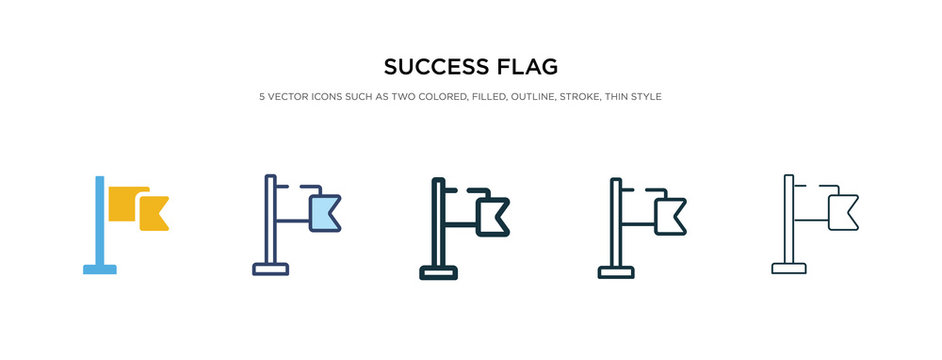 success flag icon in different style vector illustration. two colored and black success flag vector icons designed in filled, outline, line and stroke style can be used for web, mobile, ui