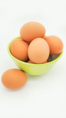 Chicken eggs. Farm products, natural brown eggs.