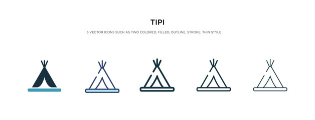 tipi icon in different style vector illustration. two colored and black tipi vector icons designed in filled, outline, line and stroke style can be used for web, mobile, ui - obrazy, fototapety, plakaty