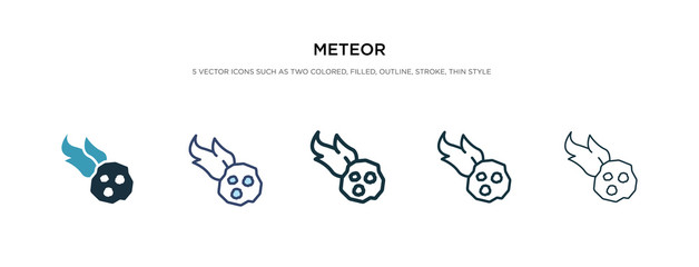 meteor icon in different style vector illustration. two colored and black meteor vector icons designed in filled, outline, line and stroke style can be used for web, mobile, ui