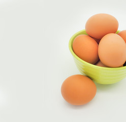 Chicken eggs. Farm products, natural brown eggs.