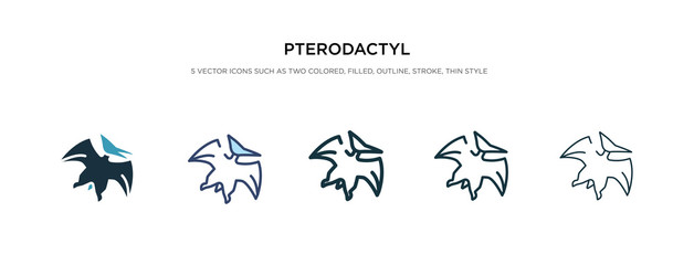 pterodactyl icon in different style vector illustration. two colored and black pterodactyl vector icons designed in filled, outline, line and stroke style can be used for web, mobile, ui © zaurrahimov