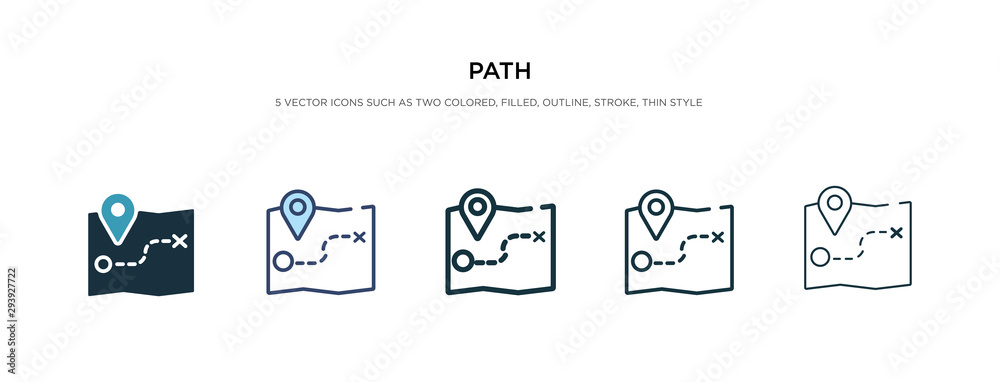 Poster path icon in different style vector illustration. two colored and black path vector icons designed i
