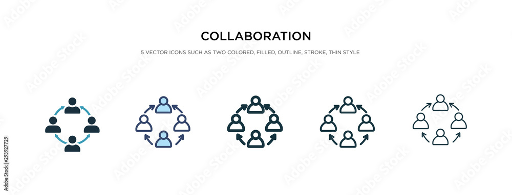 Sticker collaboration icon in different style vector illustration. two colored and black collaboration vecto