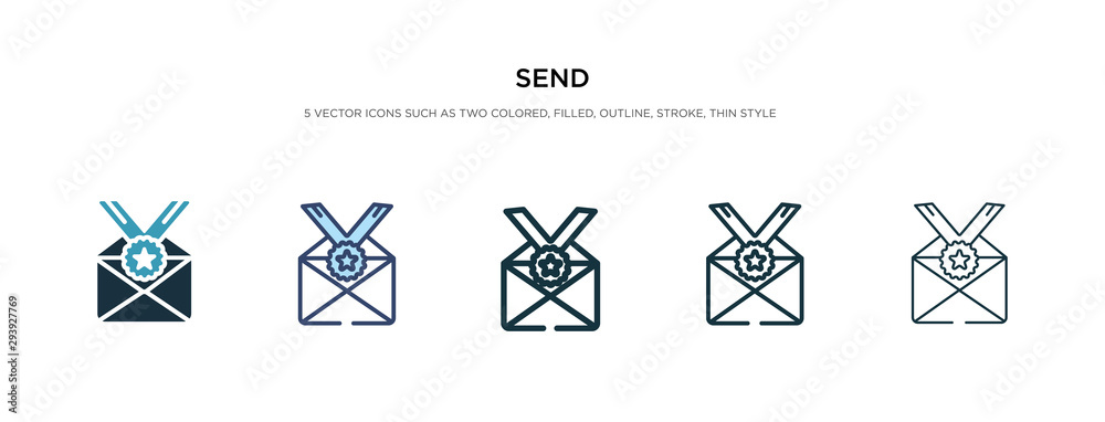 Poster send icon in different style vector illustration. two colored and black send vector icons designed i