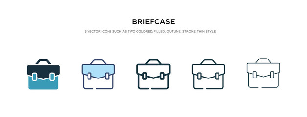 briefcase icon in different style vector illustration. two colored and black briefcase vector icons designed in filled, outline, line and stroke style can be used for web, mobile, ui