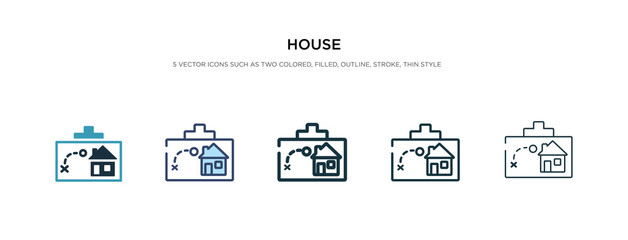 house icon in different style vector illustration. two colored and black house vector icons designed in filled, outline, line and stroke style can be used for web, mobile, ui