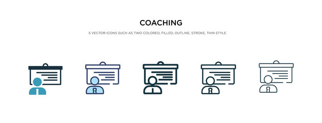 coaching icon in different style vector illustration. two colored and black coaching vector icons designed in filled, outline, line and stroke style can be used for web, mobile, ui