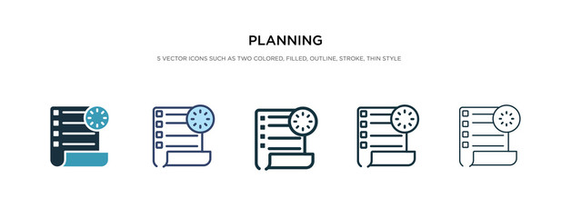 planning icon in different style vector illustration. two colored and black planning vector icons designed in filled, outline, line and stroke style can be used for web, mobile, ui