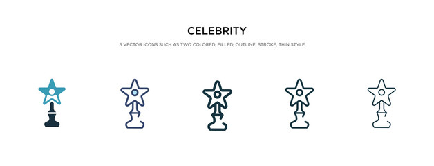 celebrity icon in different style vector illustration. two colored and black celebrity vector icons designed in filled, outline, line and stroke style can be used for web, mobile, ui