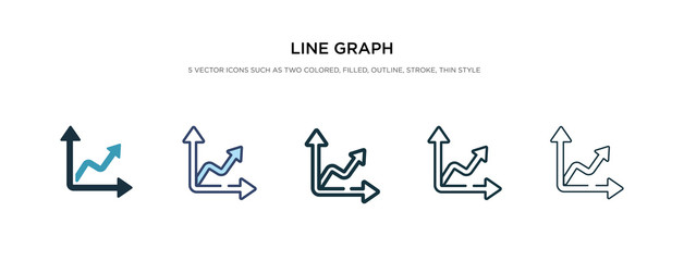 line graph icon in different style vector illustration. two colored and black line graph vector icons designed in filled, outline, line and stroke style can be used for web, mobile, ui