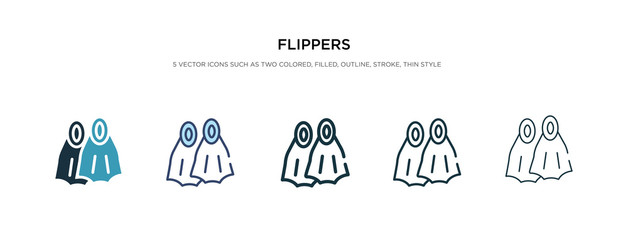 flippers icon in different style vector illustration. two colored and black flippers vector icons designed in filled, outline, line and stroke style can be used for web, mobile, ui