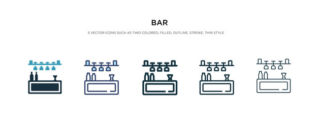 bar icon in different style vector illustration. two colored and black bar vector icons designed in filled, outline, line and stroke style can be used for web, mobile, ui