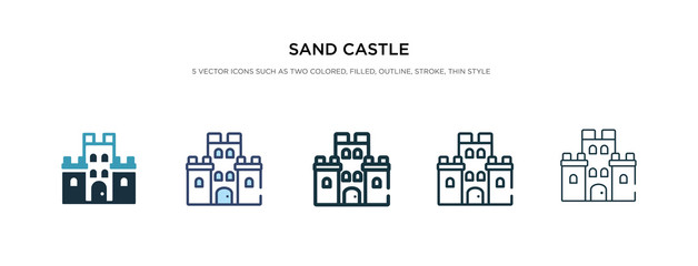 sand castle icon in different style vector illustration. two colored and black sand castle vector icons designed in filled, outline, line and stroke style can be used for web, mobile, ui