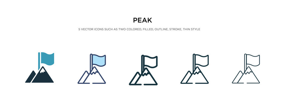 peak icon in different style vector illustration. two colored and black peak vector icons designed in filled, outline, line and stroke style can be used for web, mobile, ui