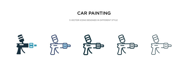 car painting icon in different style vector illustration. two colored and black car painting vector icons designed in filled, outline, line and stroke style can be used for web, mobile, ui