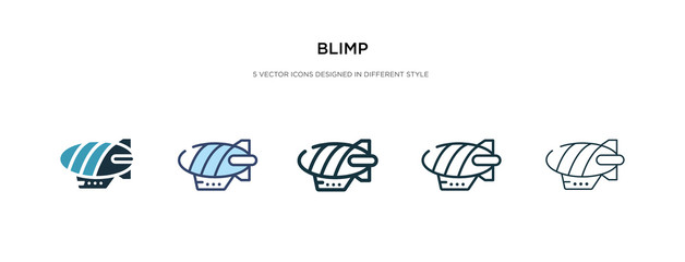 blimp icon in different style vector illustration. two colored and black blimp vector icons designed in filled, outline, line and stroke style can be used for web, mobile, ui