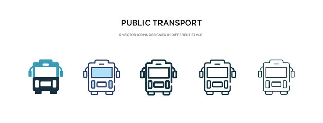 public transport icon in different style vector illustration. two colored and black public transport vector icons designed in filled, outline, line and stroke style can be used for web, mobile, ui