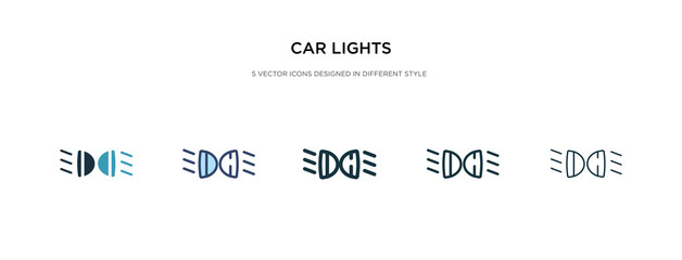 car lights icon in different style vector illustration. two colored and black car lights vector icons designed in filled, outline, line and stroke style can be used for web, mobile, ui