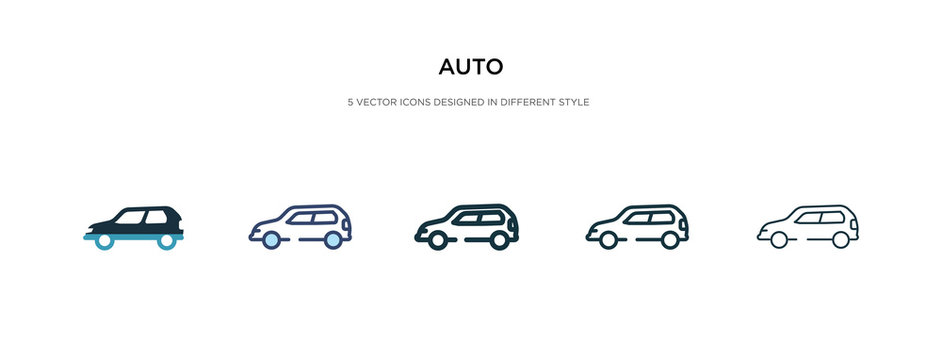 auto icon in different style vector illustration. two colored and black auto vector icons designed in filled, outline, line and stroke style can be used for web, mobile, ui