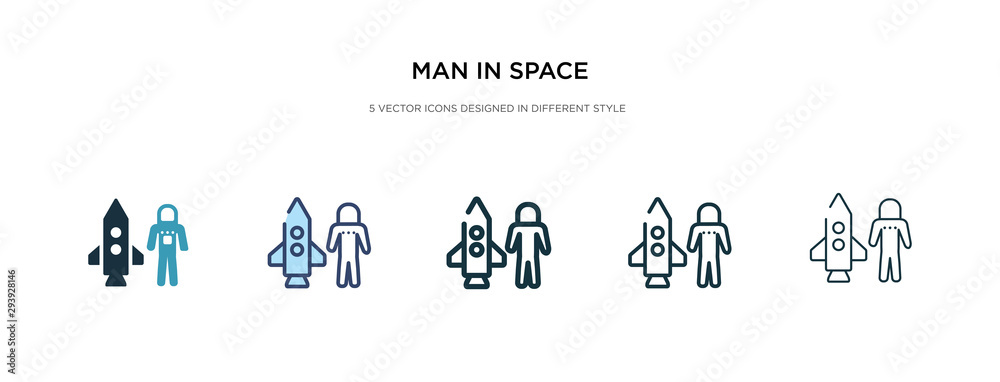 Poster man in space icon in different style vector illustration. two colored and black man in space vector 
