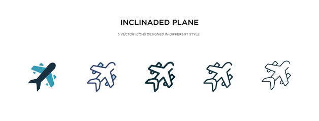 inclinaded plane icon in different style vector illustration. two colored and black inclinaded plane vector icons designed in filled, outline, line and stroke style can be used for web, mobile, ui