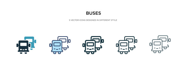 buses icon in different style vector illustration. two colored and black buses vector icons designed in filled, outline, line and stroke style can be used for web, mobile, ui